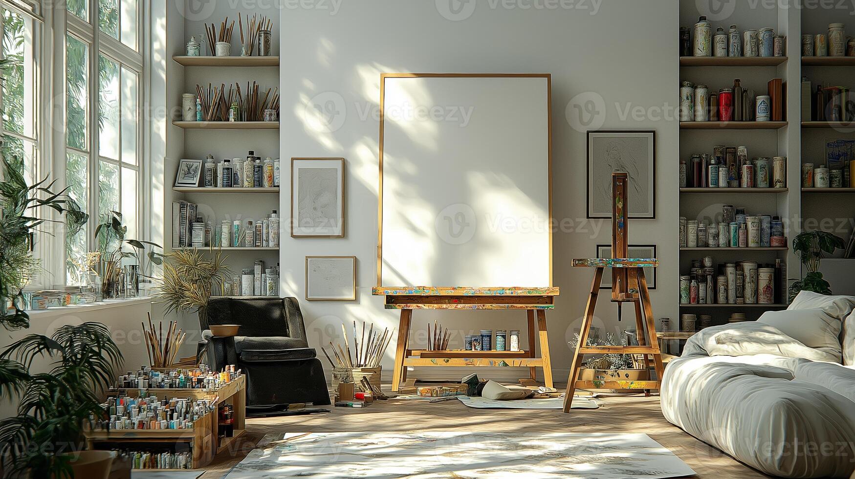 Creative Vibe Cozy Den Modern Style Art Supplies Boho Chic Ambiance photo