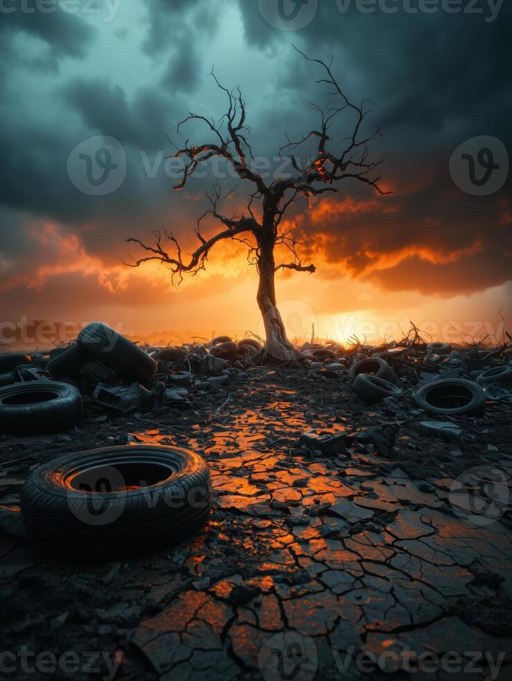 Withered Nature in a Landscape of Waste and Despair photo
