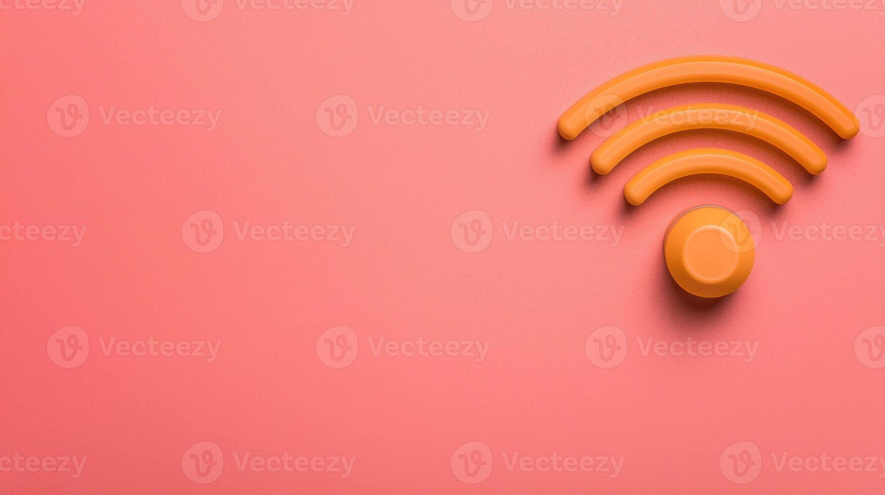 Wireless control sensor frequency icons in vibrant orange create modern and playful design against soft pink background photo
