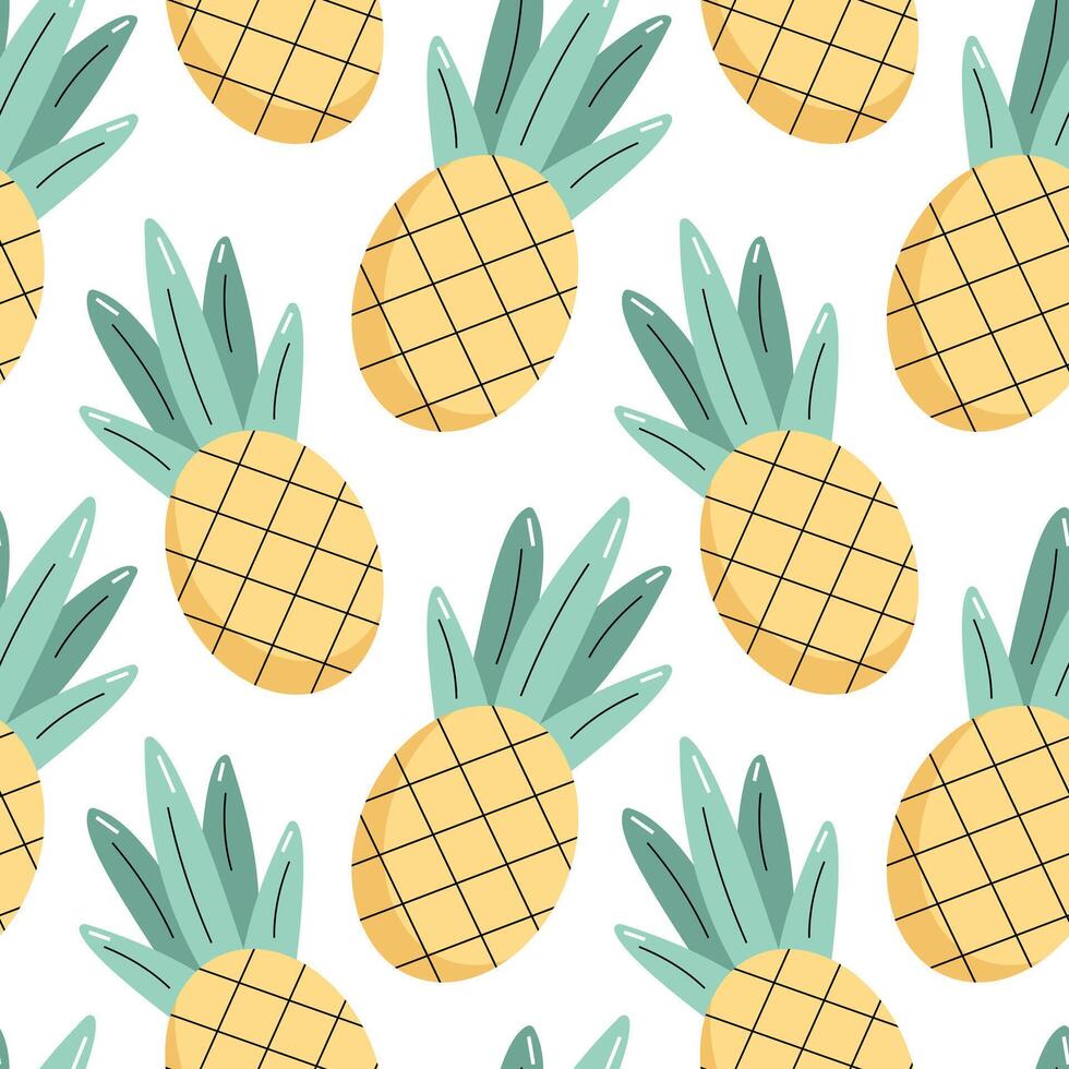Seamless pattern with pineapple. Summer fruits. Flat illustration vector