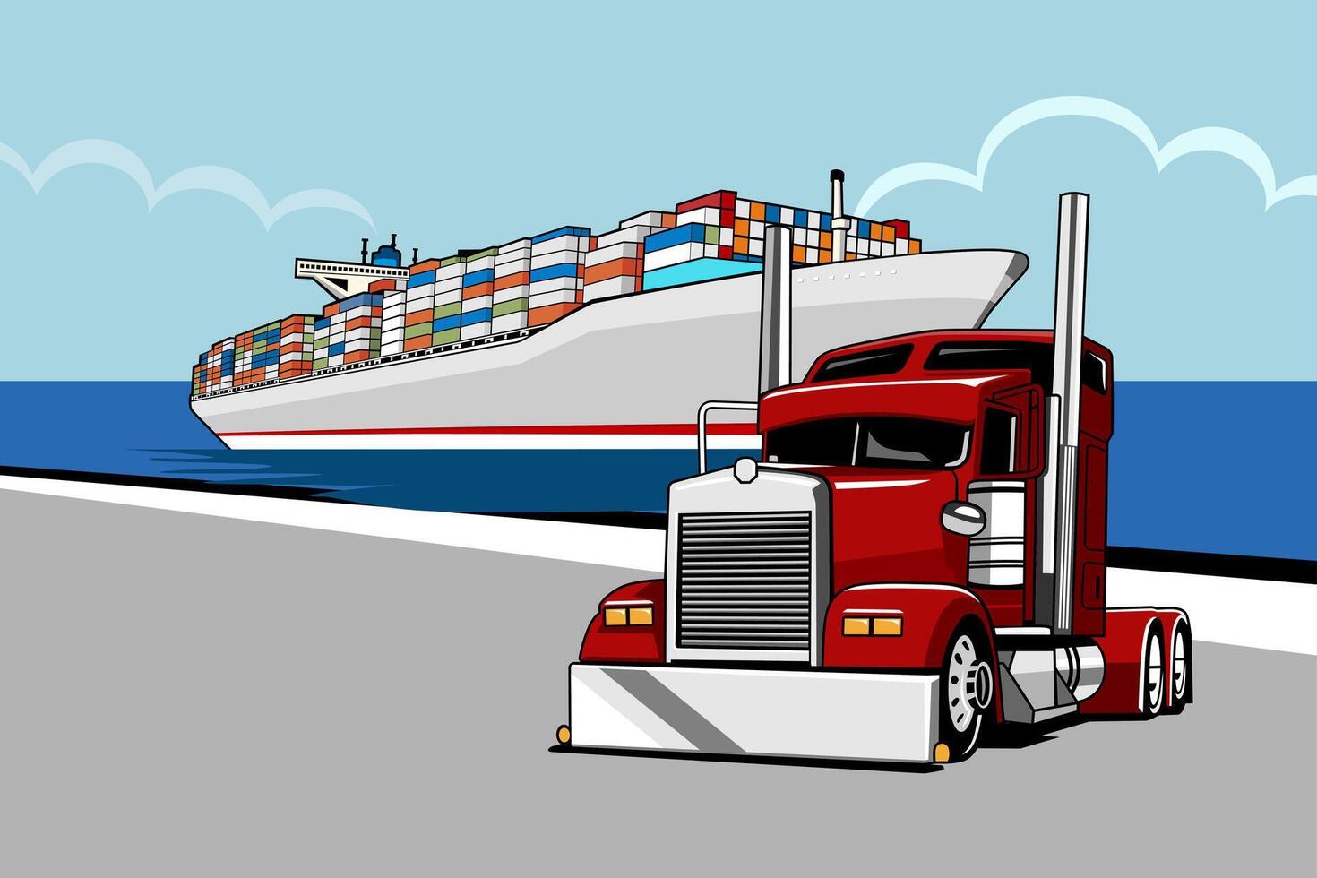 freight delivery export import transport illustration design art vector