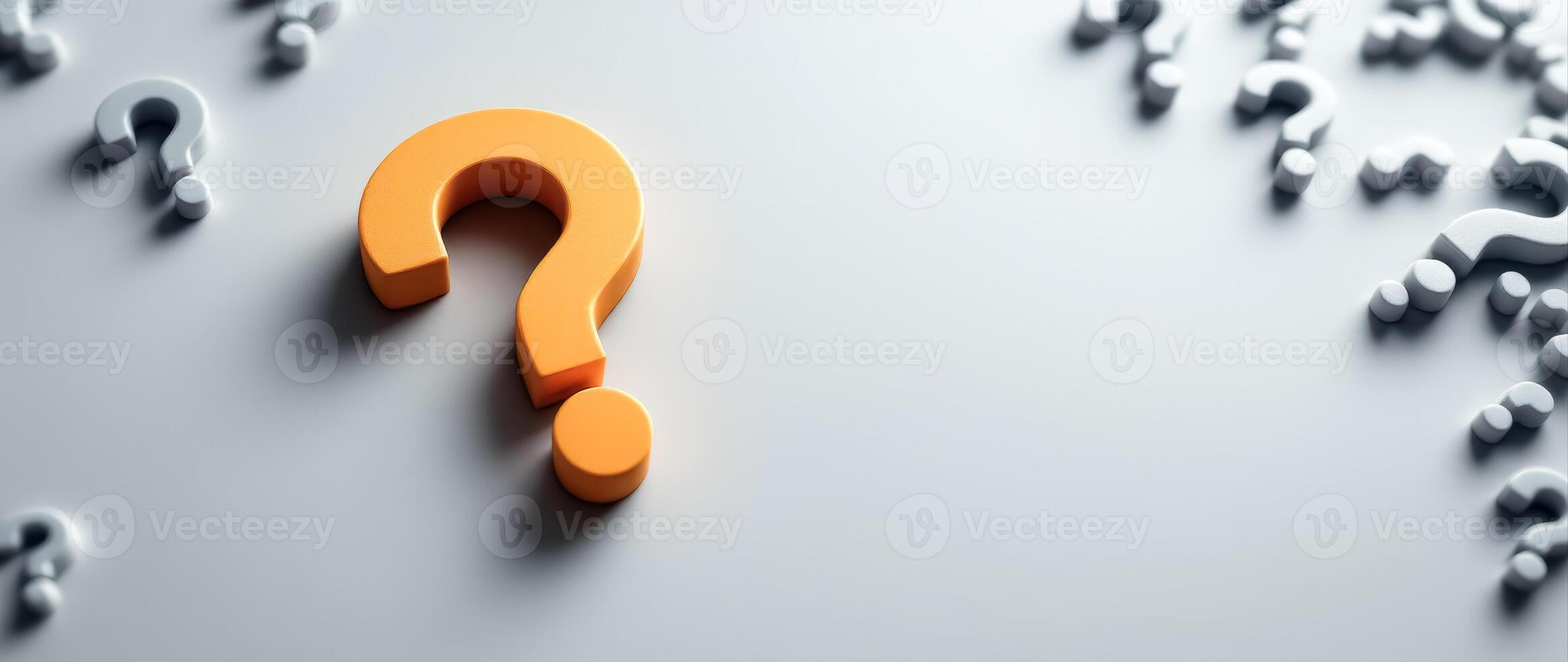 vibrant question mark stands out among many gray question marks on a clean background. photo