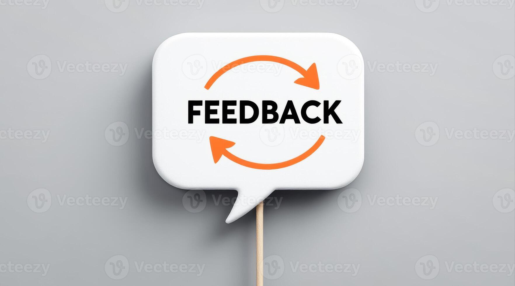 white speech bubble with circular arrows signifying feedback photo