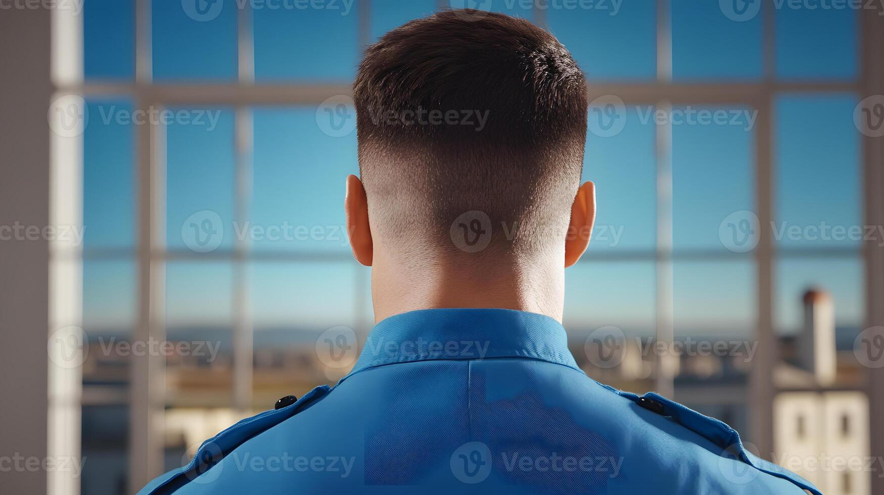 A corrections officer stands guard overseeing the and security of a prison facility to maintain order and ensure the safety of inmates and staff photo