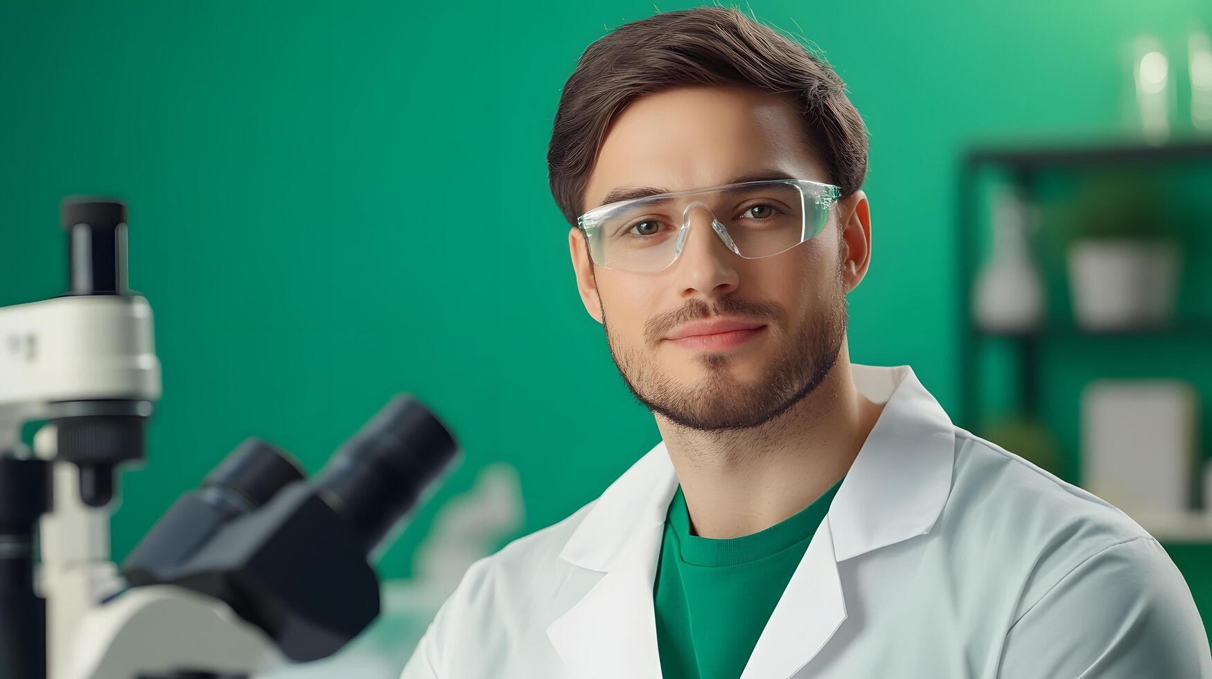 A research scientist in a laboratory setting focused on studying microscopic organisms through the use of a microscope photo