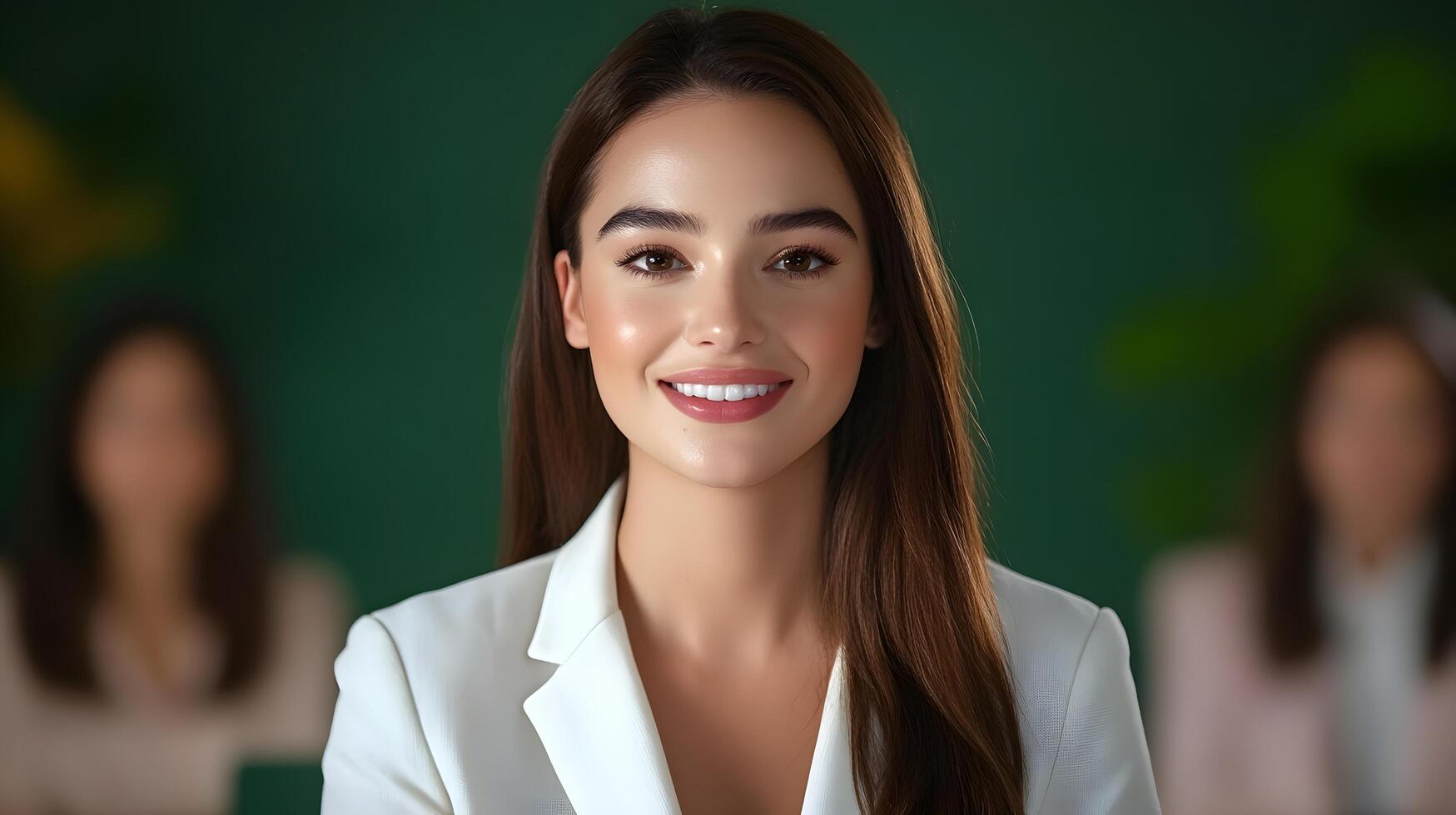 Confident and successful businesswoman delivering an engaging presentation to her team in a modern corporate boardroom setting photo