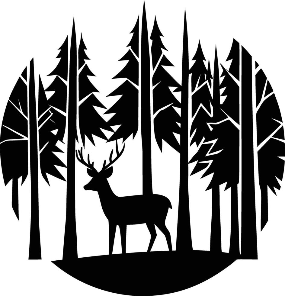 a small deer standing among the trees vector
