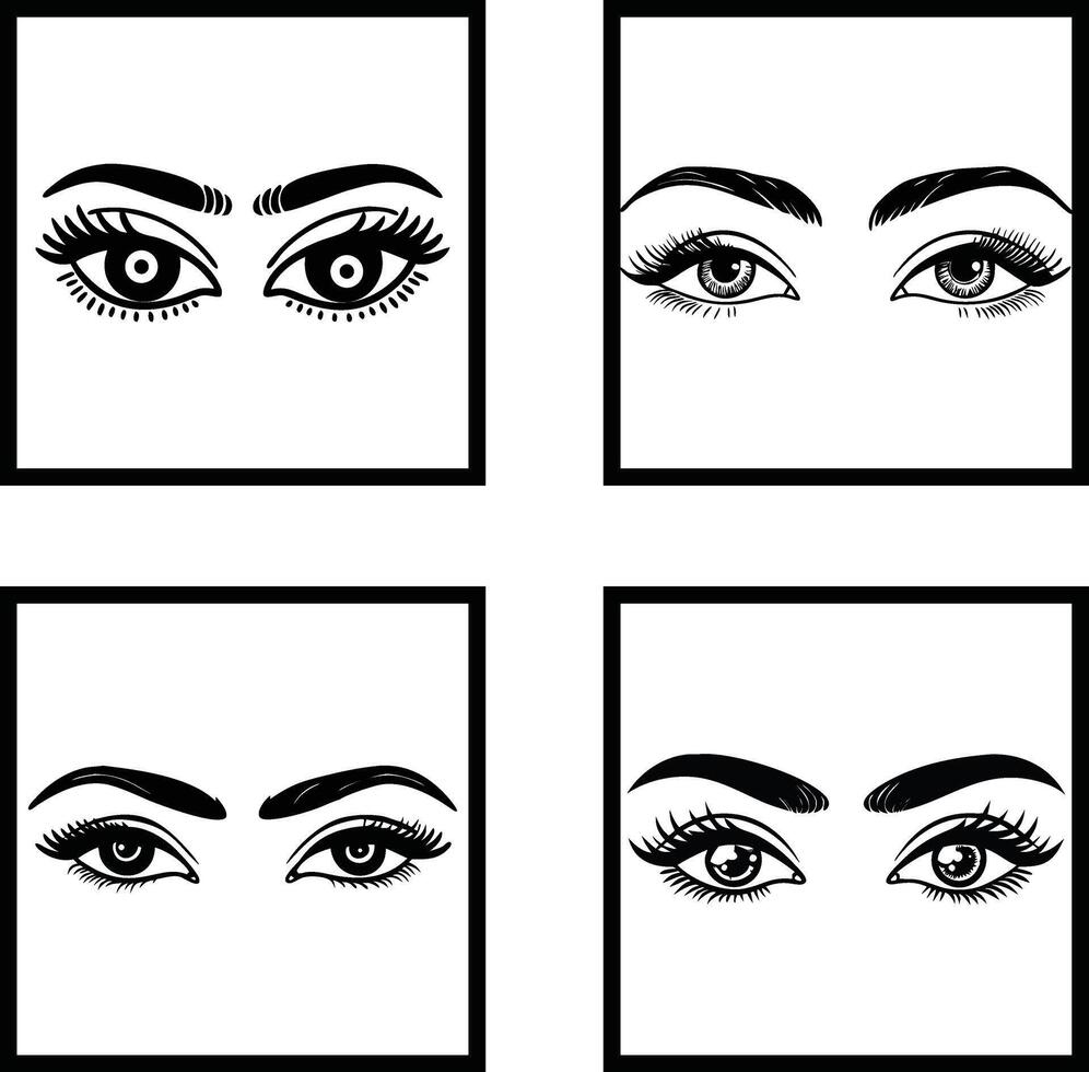woman eyes with eyebrows vector