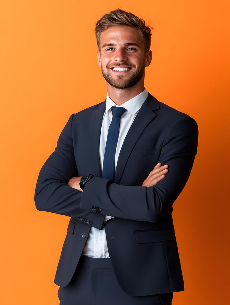 Confident young assistant manager in business attire photo
