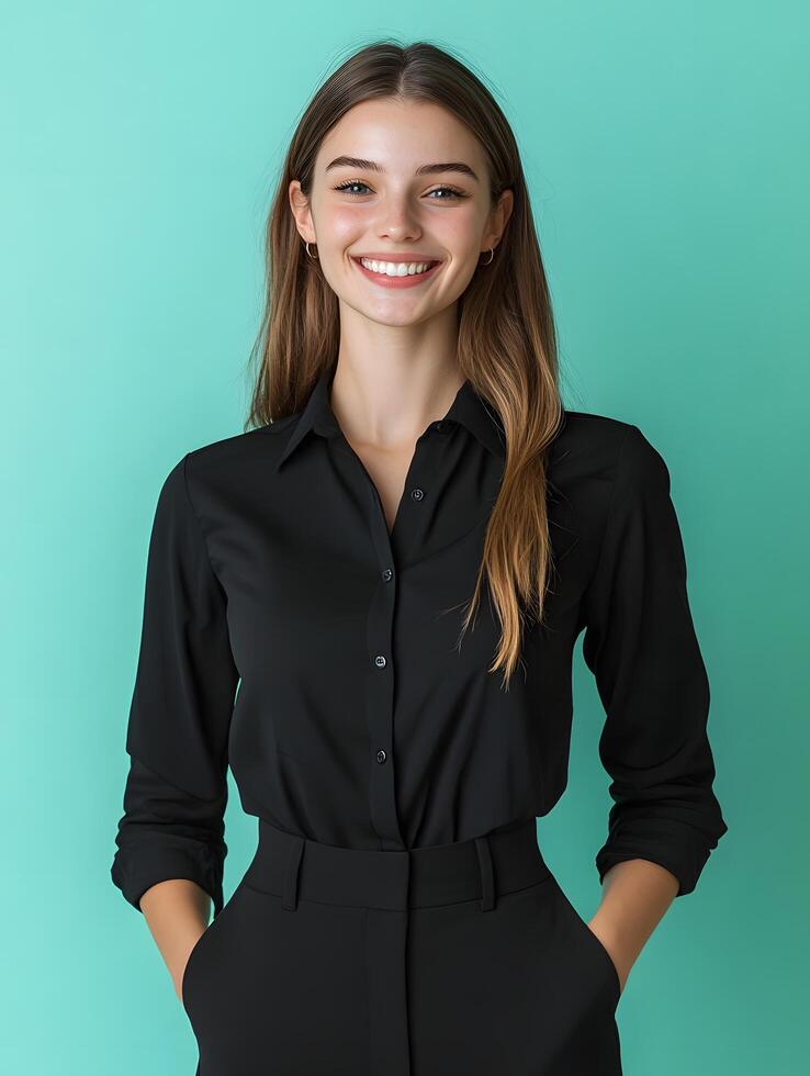 Cheerful assistant manager posing for a portrait photo