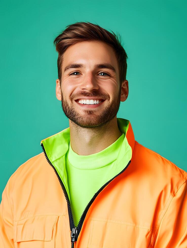 Smiling young man in a casual portrait photo