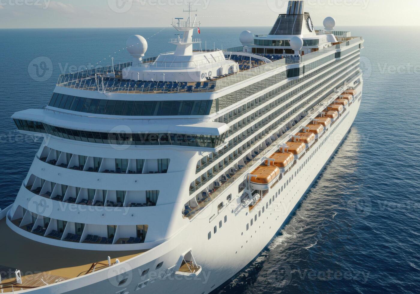 A majestic cruise ship glides across the ocean, promising an unforgettable voyage. photo