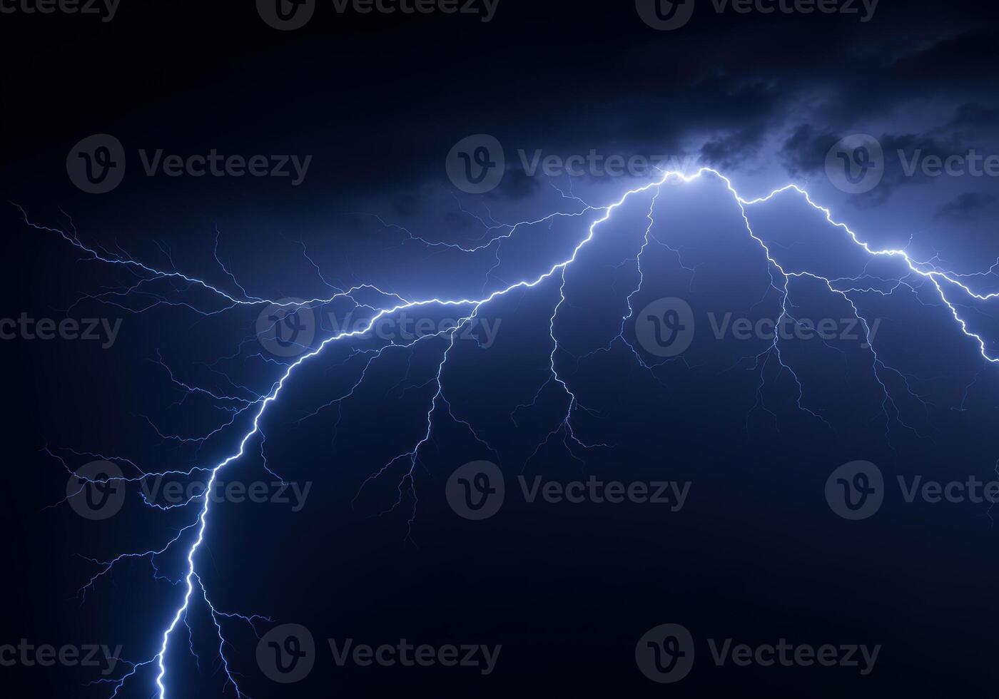 Striking display of lightning electrifies the night sky during a powerful thunderstorm. photo