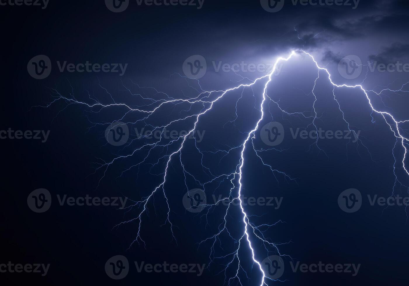 A stunning display of lightning illuminates the dark sky, showcasing nature's fury. photo