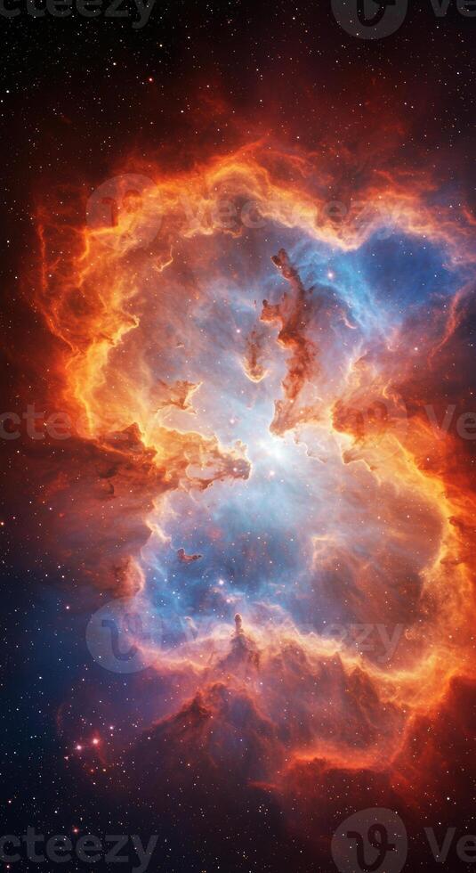 A stunning view of a colorful nebula, showcasing the beauty of the cosmos. photo