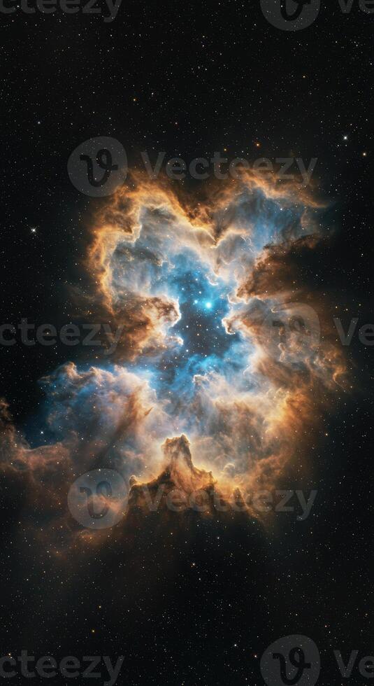 A breathtaking view of a colorful nebula filled with stars, captured in deep space. photo