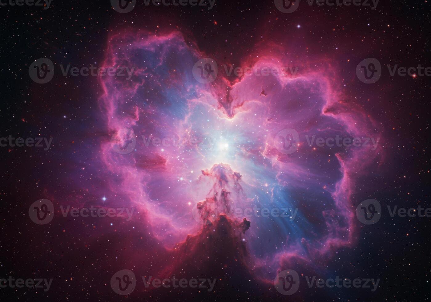 A breathtaking display of a vibrant nebula in the vast expanse of space. photo