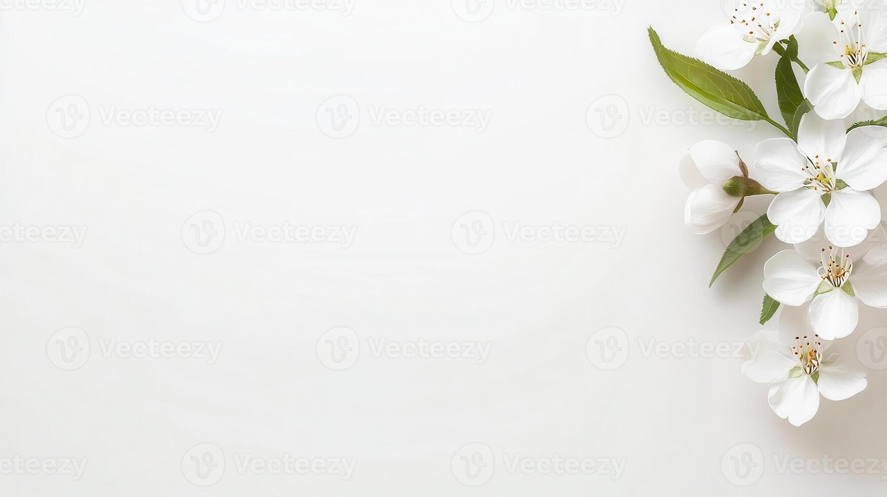 Delicate White Blossoms on a Pure White Background Spring Floral Arrangement photo