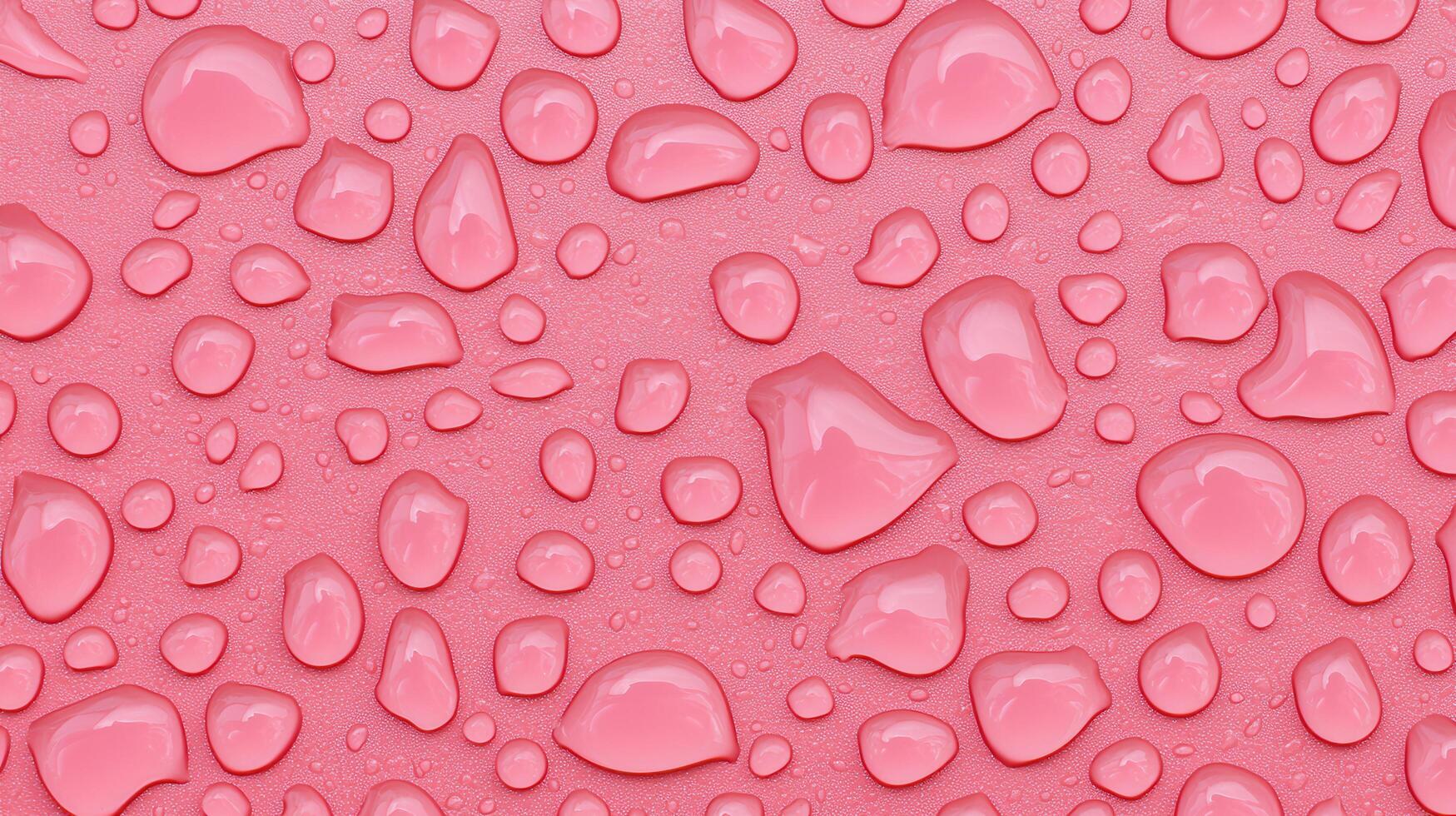 Pink Water Droplets on a Textured Surface Abstract Background Image of Many Round and Oval Shaped Drops photo