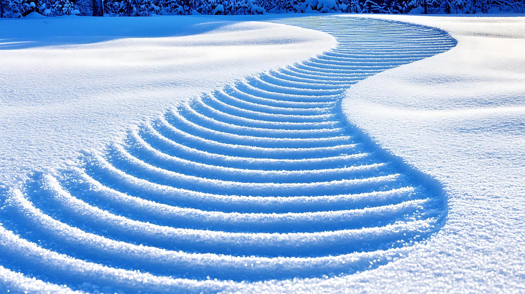 Serene Winter Snow Path Winding Through a Pristine Landscape A Beautiful Snowy Trail Design photo