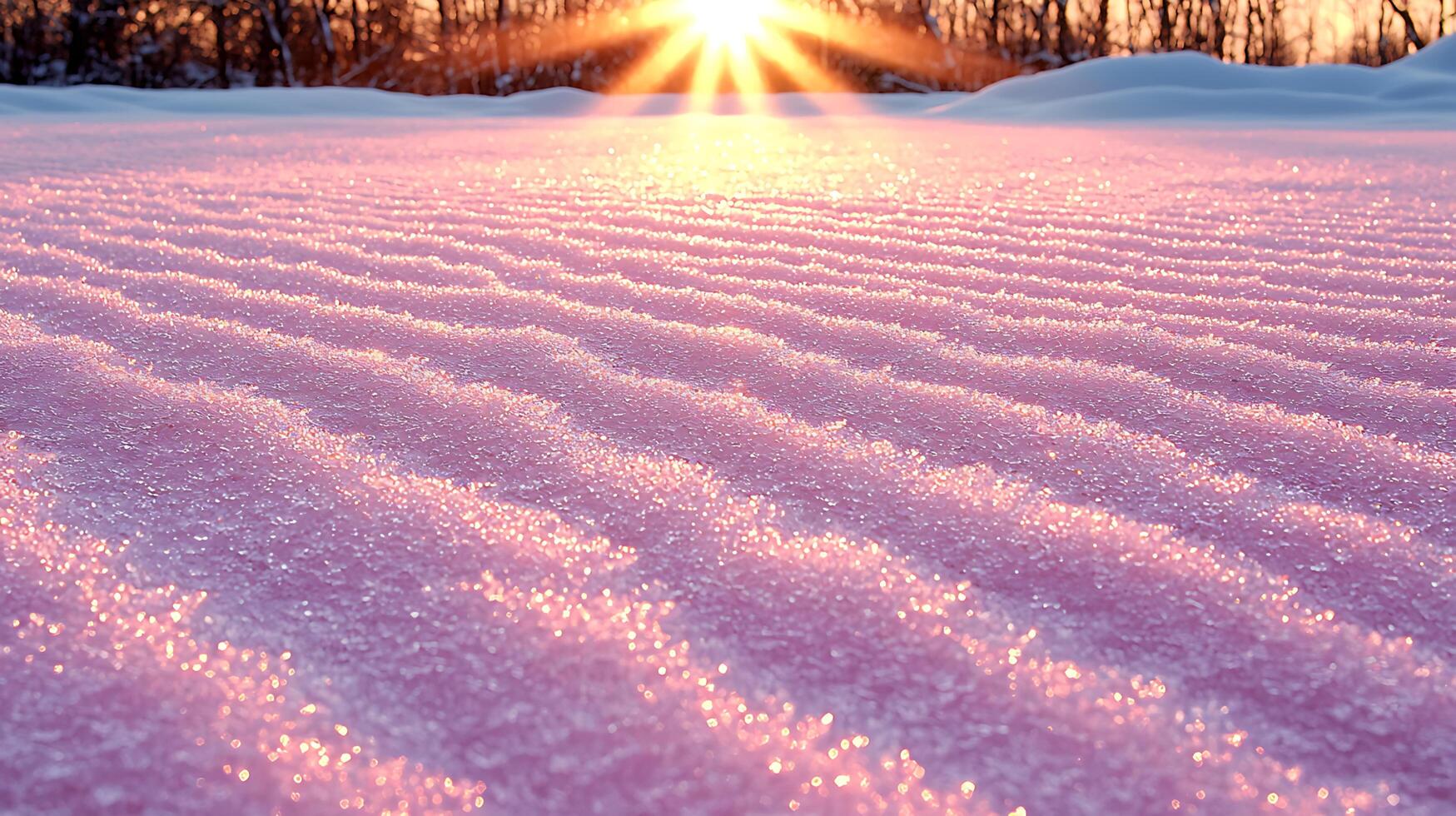 Pink Winter Sunset Snow Field Rippled Snow Texture at Sunrise Stunning Nature Background photo