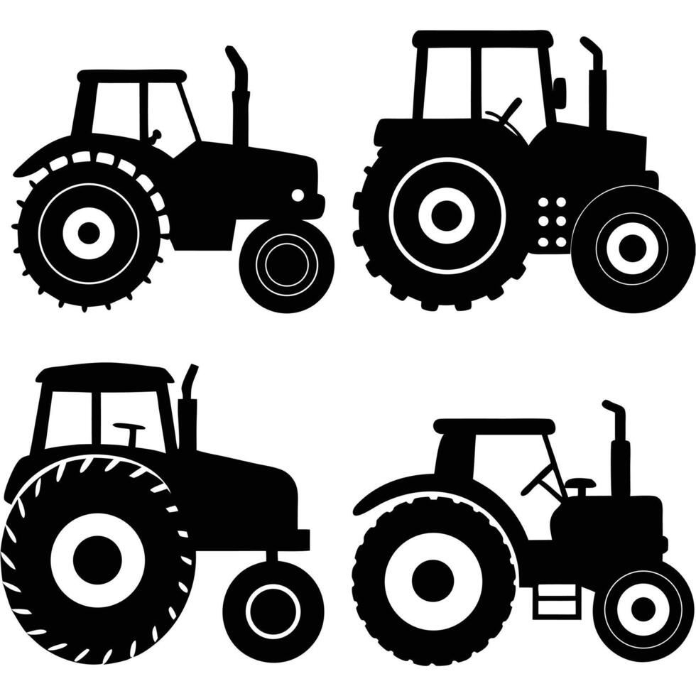 Set of different type farm tractor Illustration vector