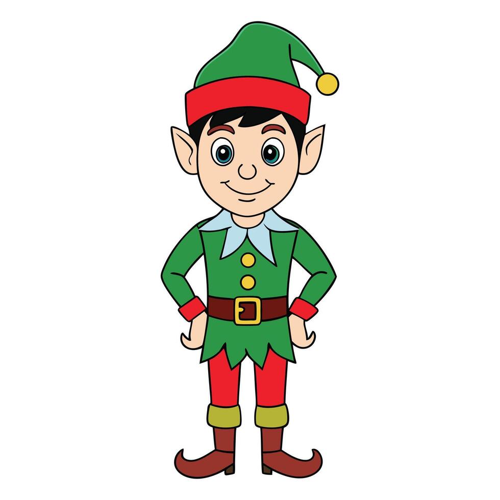 A cheerful cartoon elf ready for Christmas vector