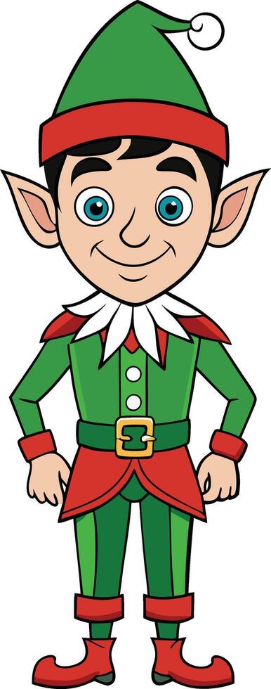 Happy Christmas Elf Cartoon Illustration vector