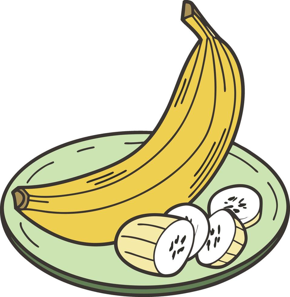 Illustration of a banana on a plat vector