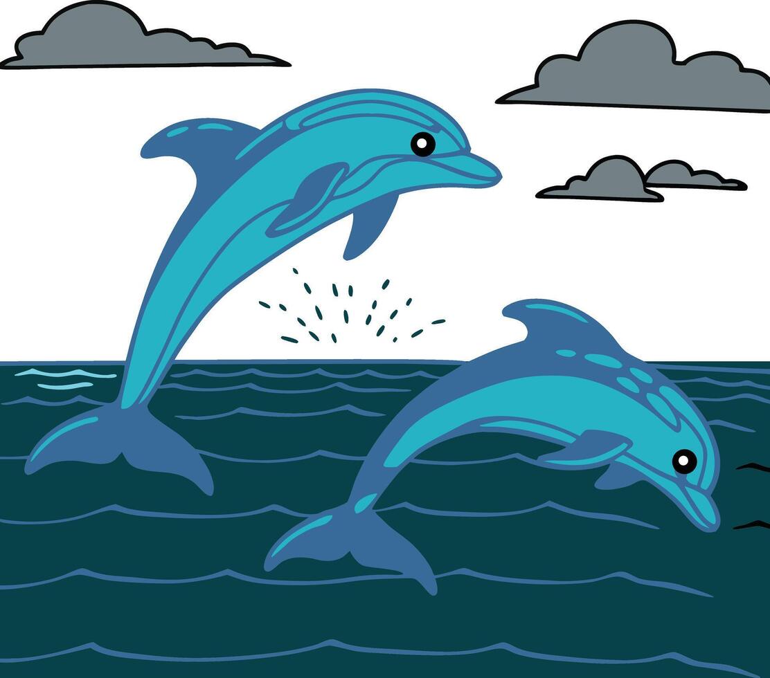 painting of dolphins vector