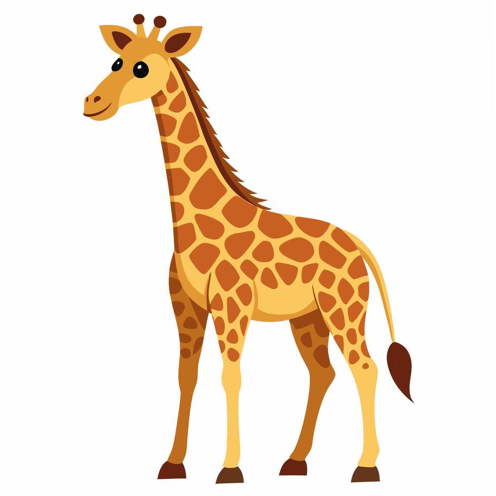 Cute realistic giraffe isolated on white background. Side view. Illustration. vector