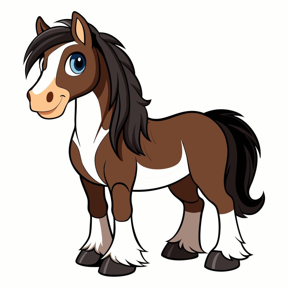 cute horse .Suitable for children's books, sticker, logo. Isolated illustration on white background vector