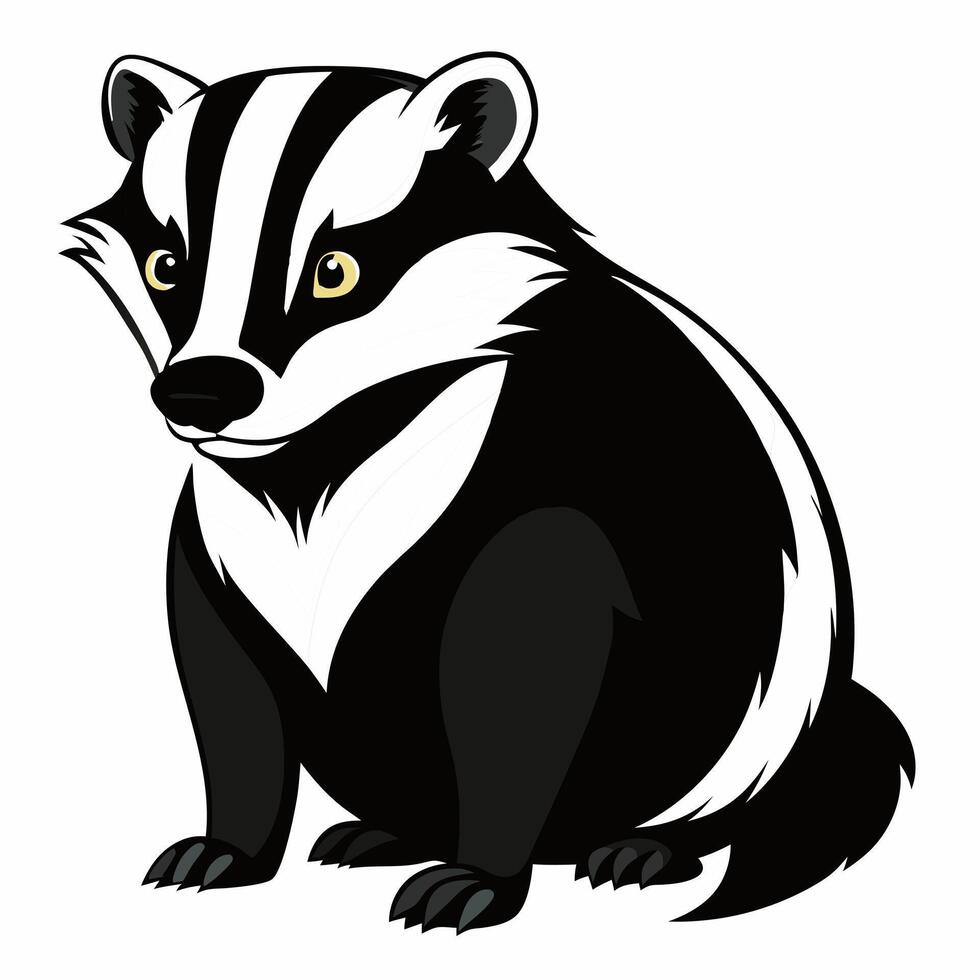 cartoon badger isolated on white background. Front view. Children's illustration vector