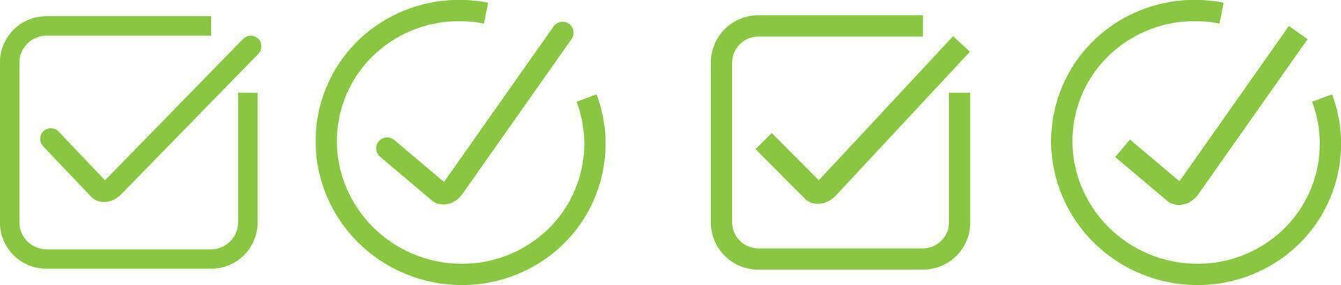 Check mark icons. Check marks big collection, Check green mark and Red Wrong icon. vector