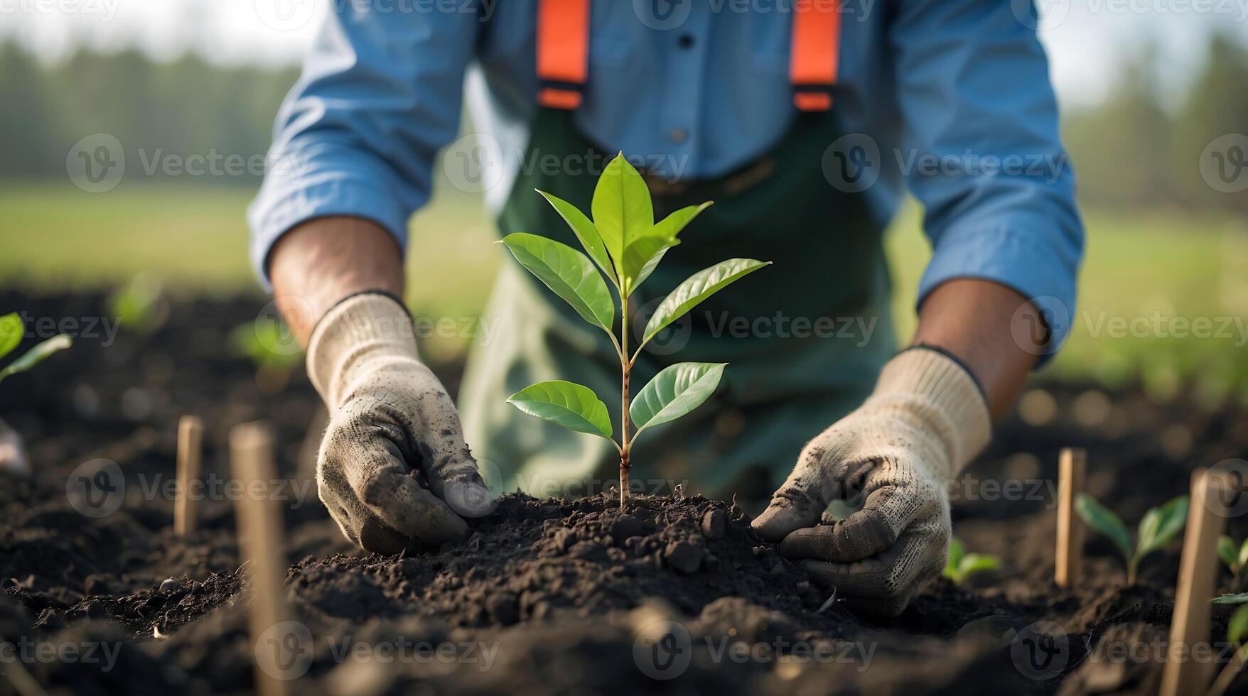 Planting trees to combat climate change through carbon offset initiatives photo
