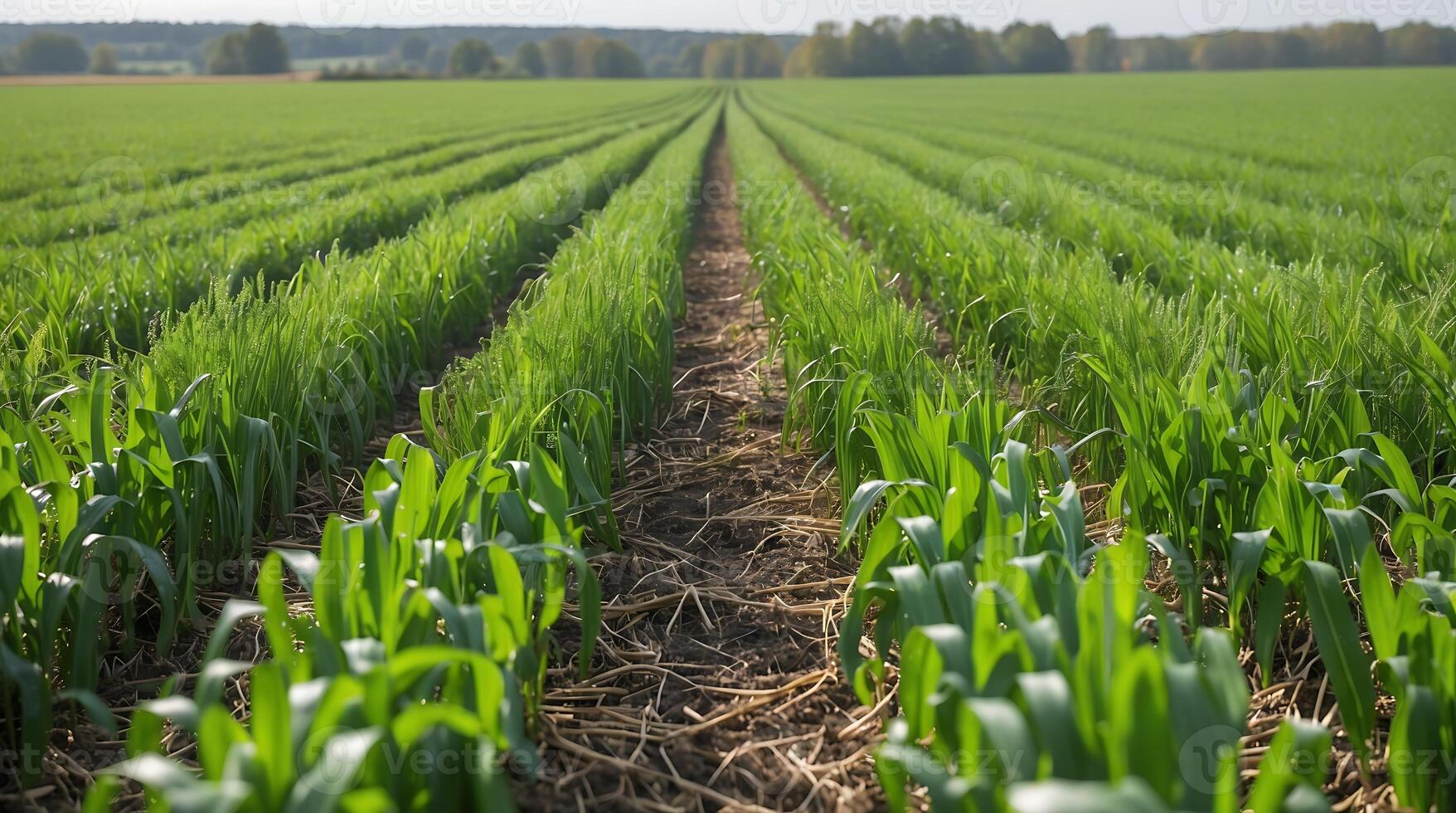 Flourishing cover crops under clear skies boost soil health and sustainability photo