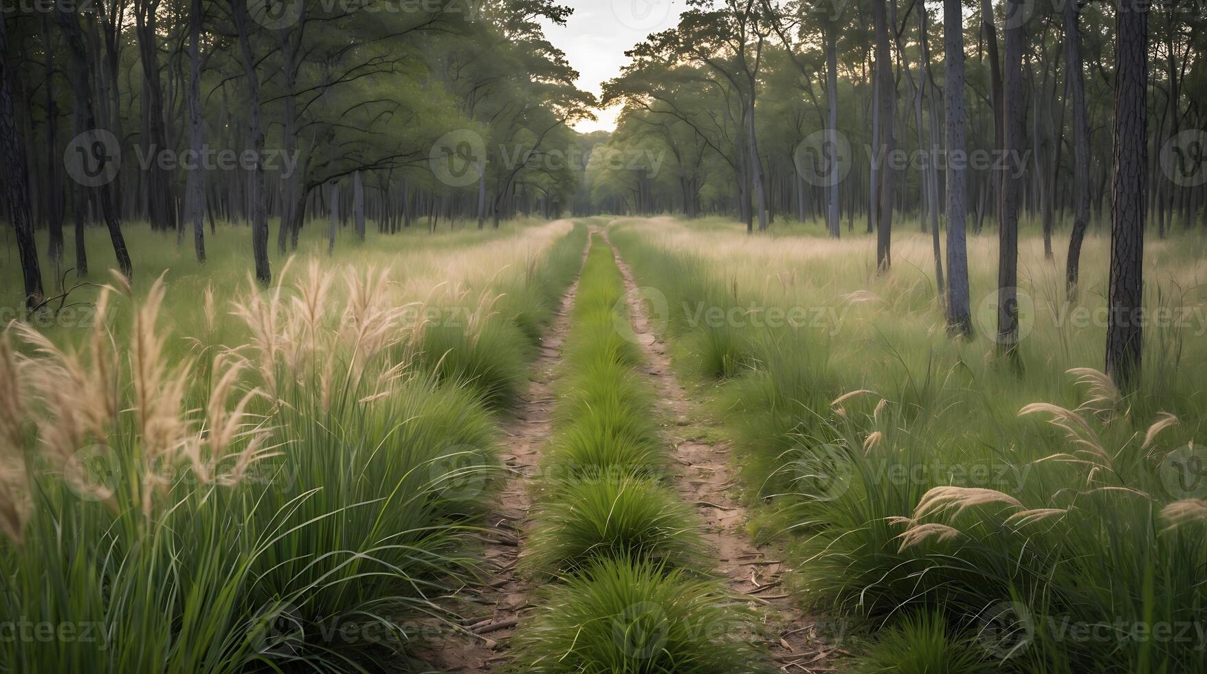 Wildlife corridor through native grasslands showcases climate change impact photo