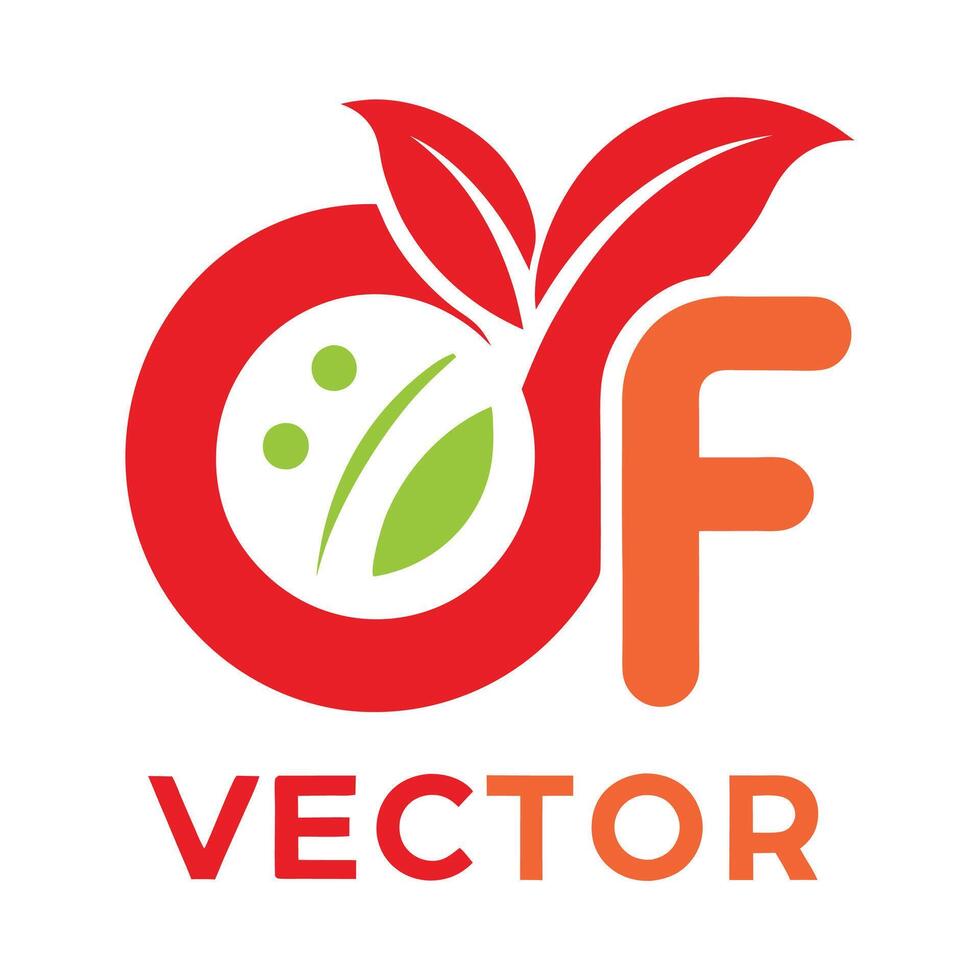 Logo design, stylized apple shape, red and orange colors, green leaf accent, minimalist, clean lines, modern font, organic food concept, graphic, bold typograpy vector