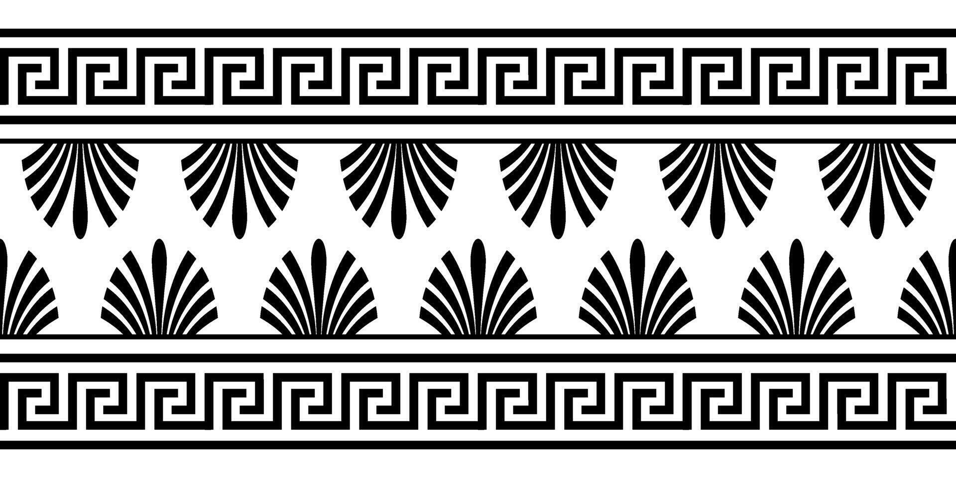 Black seamless classic greek ornament. Greek floral meander, key meander. Endless European pattern border. Border Ancient Greece, Roman Empire. For textile, engraving, embroidery, porcelain vector
