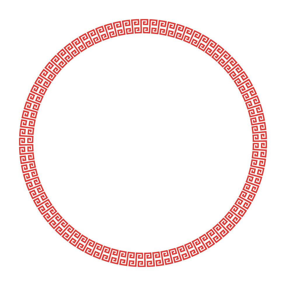 Tradition asian pattern on round frame. Chinese Circle Pattern. Circle frame. Decorative round frame for design with floral Chinese ornament and meander. For textiles, engraving, embroidery, porcelain vector