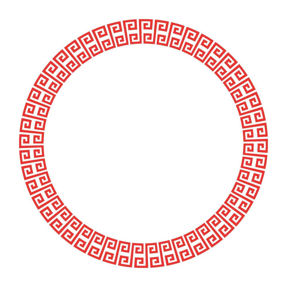 Decorative round frame for design with floral Chinese ornament and meander. Chinese Circle Pattern. Tradition asian pattern on round frame. Circle frame. For textiles, engraving, embroidery, porcelain vector