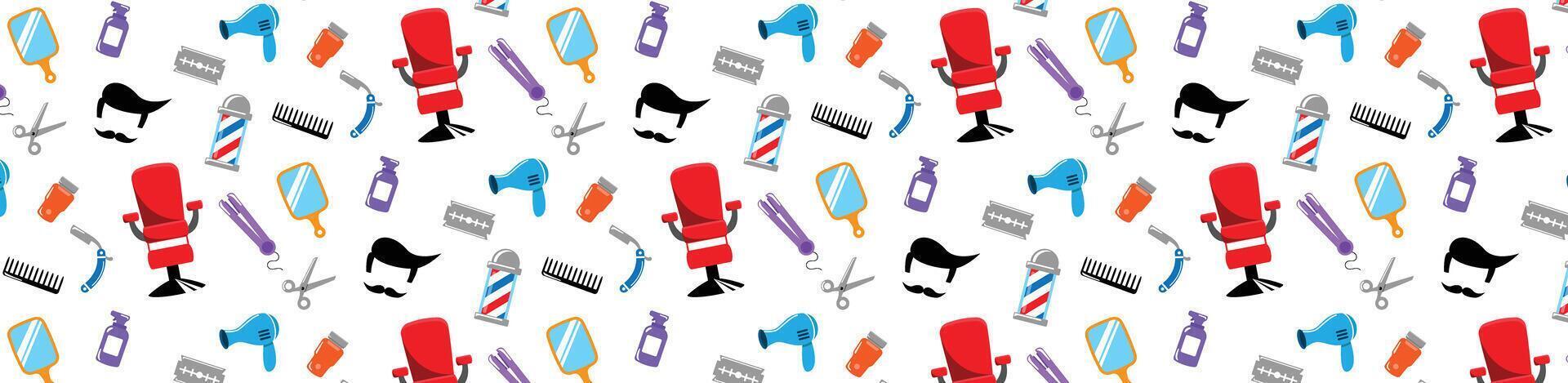 barbershop pattern haircut pattern icon doodle hand darwing background vector