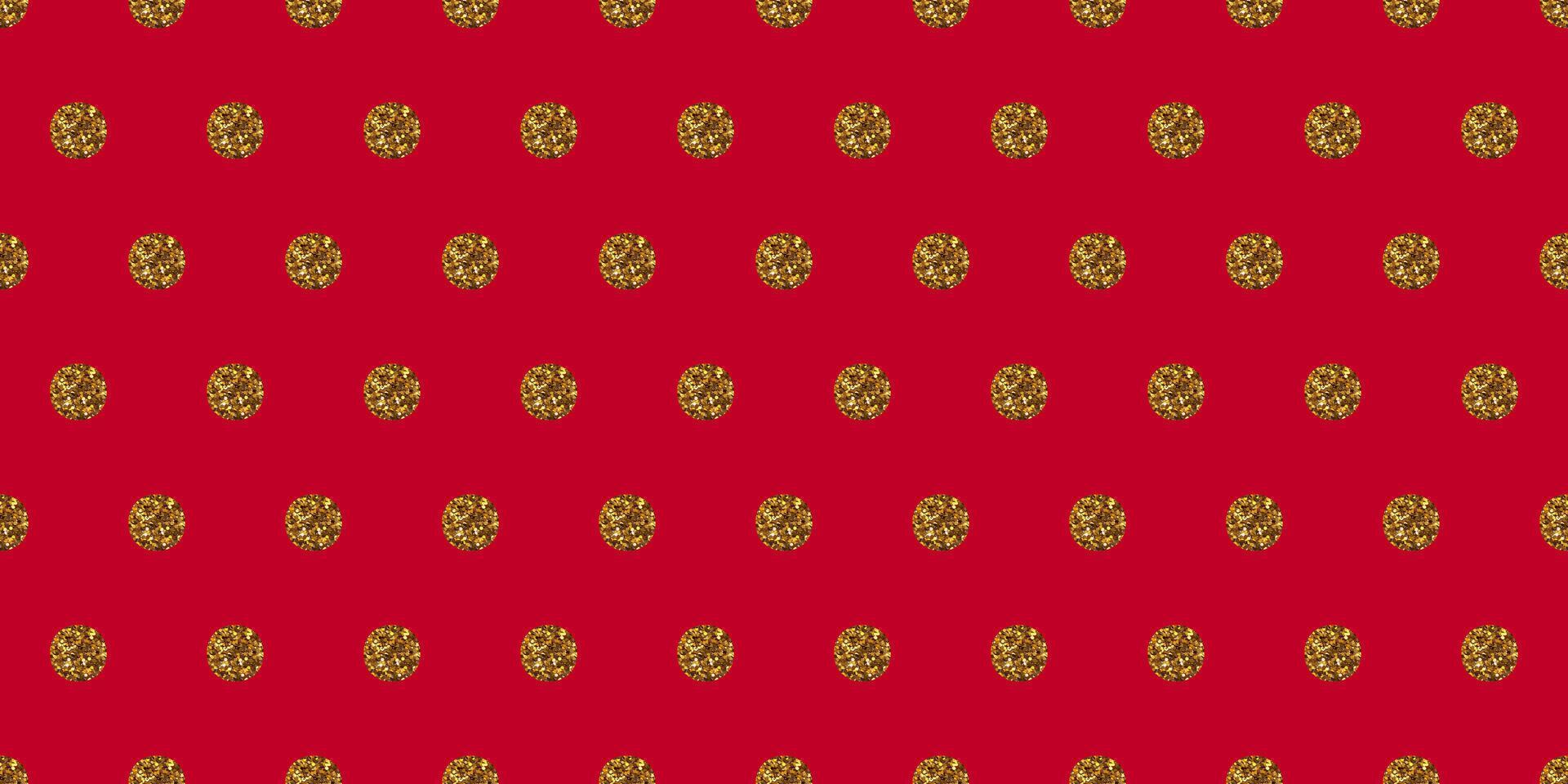Festive seamless pattern with gold glitter dots on red background, perfect for Christmas and New Year designs. Winter cozy backdrop. Gift wrapping paper, party invitations. Holiday postcards. vector