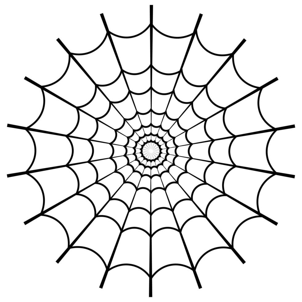 Halloween celebration asymmetrical uneven spider web in flat design. Isolated holiday black illustration on white background vector