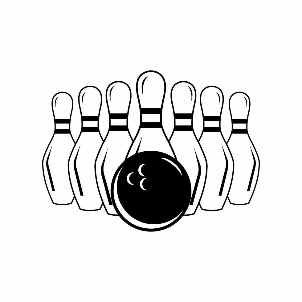 Set of vintage monochrome style bowling logo, icons and symbol. Bowling ball and bowling pins illustration. vector