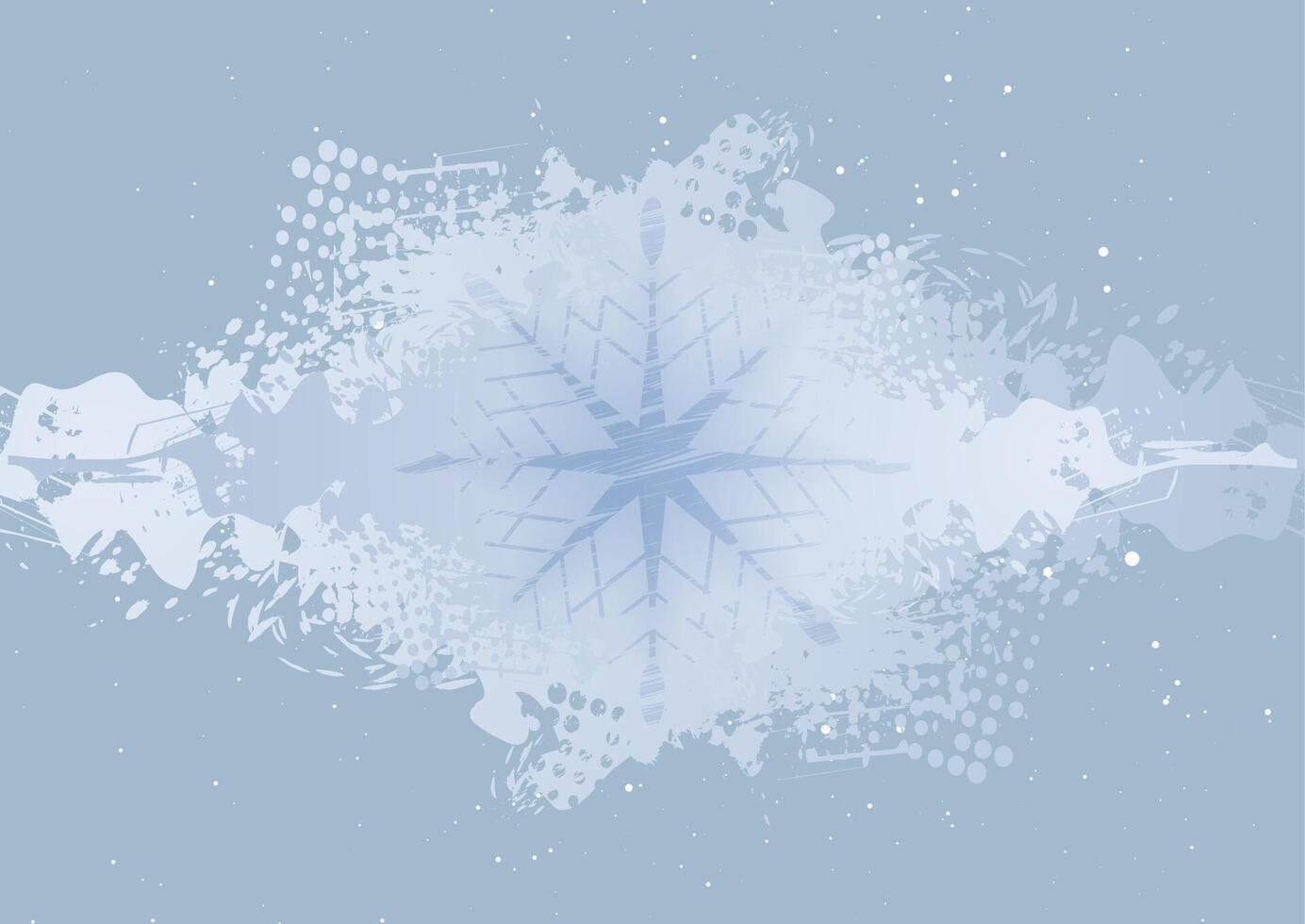 Light blue winter background with grunge snowflake vector