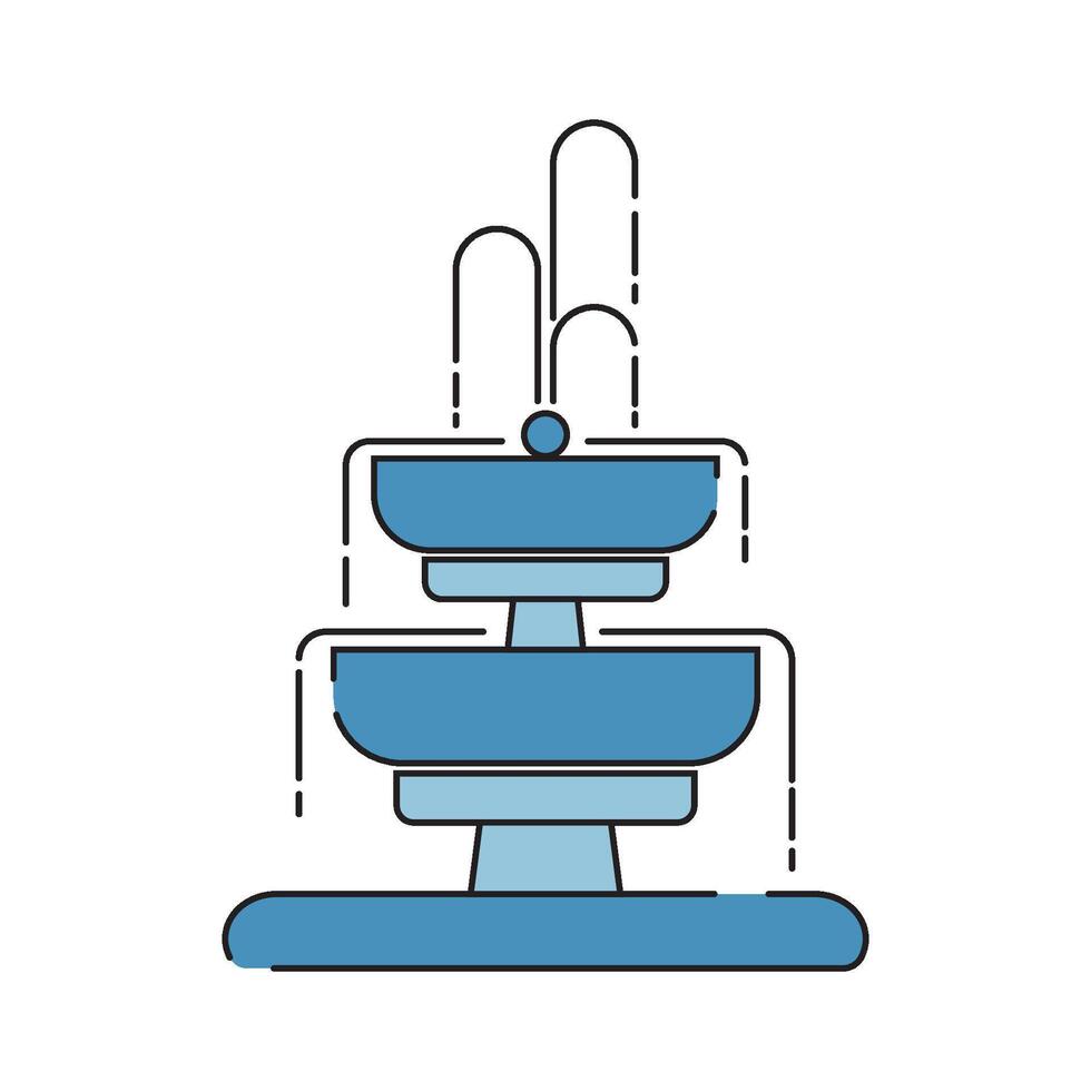 City fountain line icon flat design vector