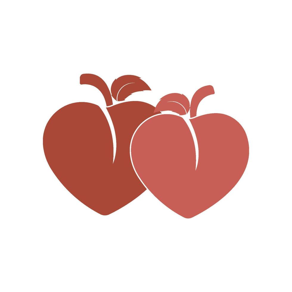 Peach fruit illustration logo flat design vector