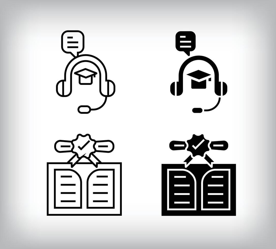Online question and certificate design. Simple linear and flat online education icon set. vector