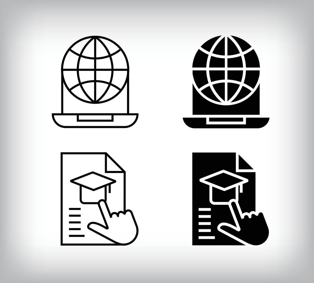 Online certification and global academy design. Simple linear and flat online education icon set. vector